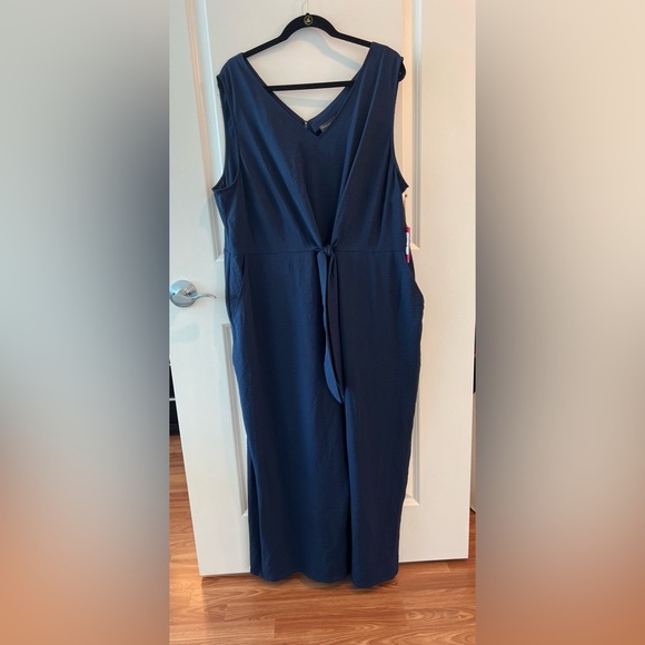 NWT Vince Camuto Classic Navy Tie Front Sleeveless Wide Leg Jumpsuit 3X - Picture 2 of 16